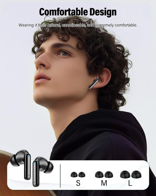 Wireless Earbuds, 40dB ANC Active Noise Cancelling Bluetooth 5.4 Earphones, 30H Total Playtime, IPX5 Waterproof, Low Latency Gaming Mode <60ms In-Ear Wireless Headphones with Charging Case