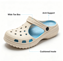 Unisex Clogs with Arch Support, Lightweight Garden Shoes for Women and Men