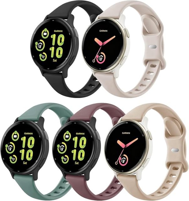 Conidido Garmin Vivoactive 6/5/3, Forerunner 165, Samsung Galaxy Watch 20mm Silicone Quick Release Watch Bands, Soft Silicone Waterproof Sweatproof 5 Pack Replacement Straps for Women Men
