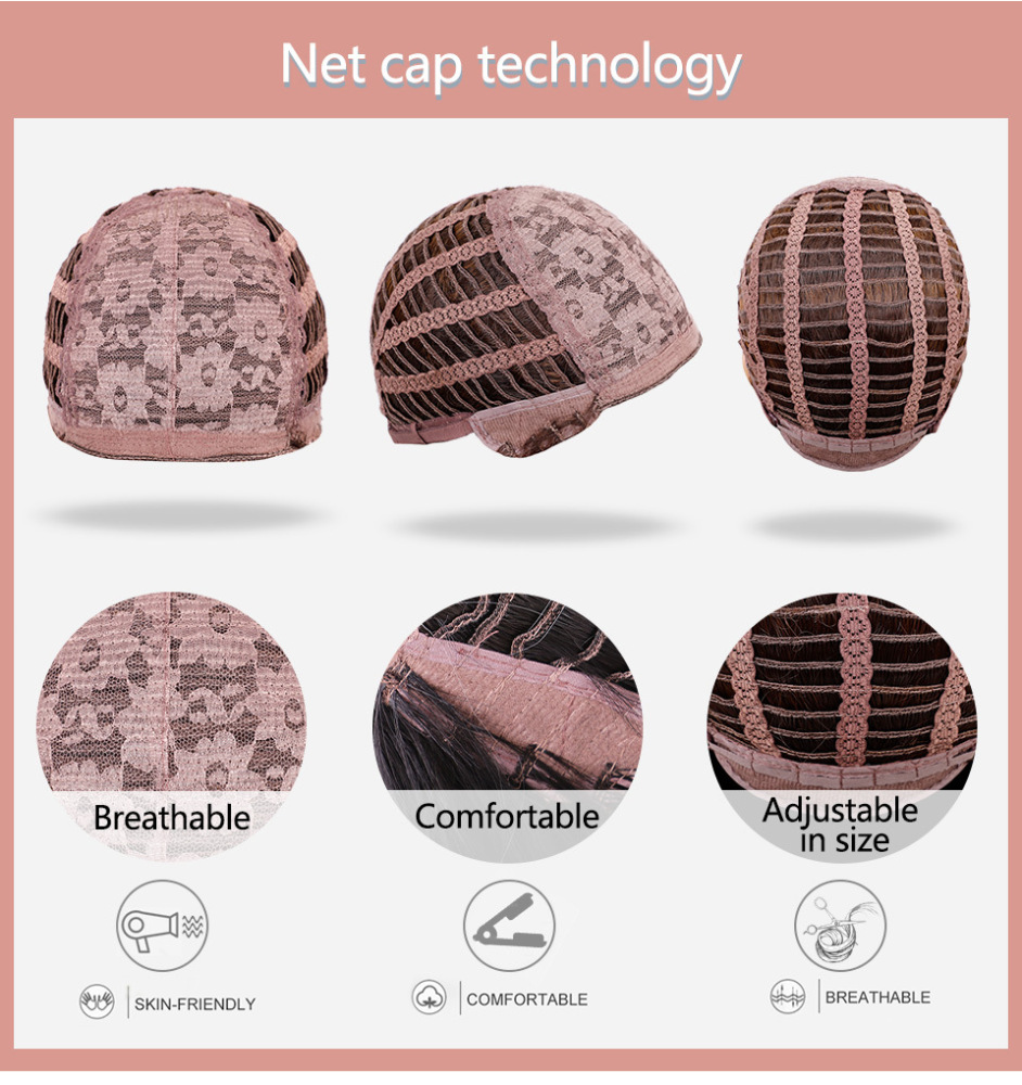 Auburn  Highlight Synthetic Wigs Long Silk Straight Wig  Middle Part Natural Brown Daily Wig Heat Resistant