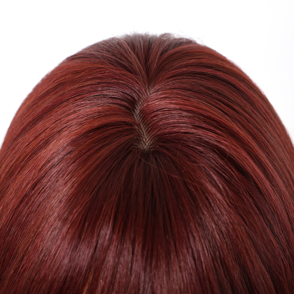 Burgundy Red Wig Long Straight Synthetic Hair Wigs with Bangs Heat Resistant Synthetic No Lace Wigs for Fashion Women