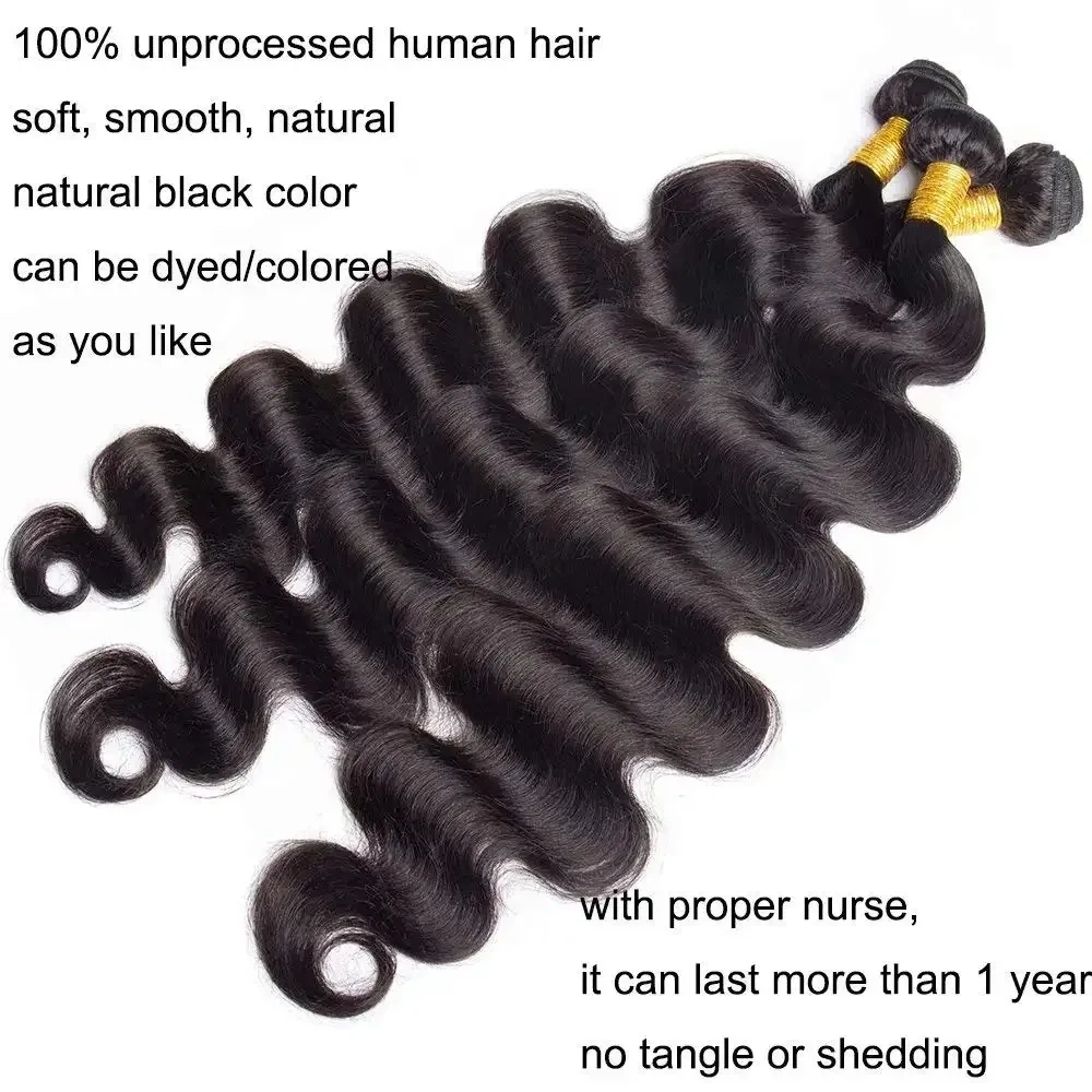 10A body wave Brazilian Hair weft  3 Bundles Unprocessed Virgin Human Hair Weave Extension