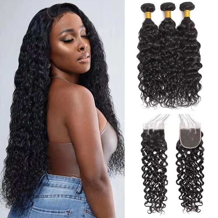 10A water  wave Brazilian Hair weft  3 Bundles Unprocessed Virgin Human Hair Weave Extension