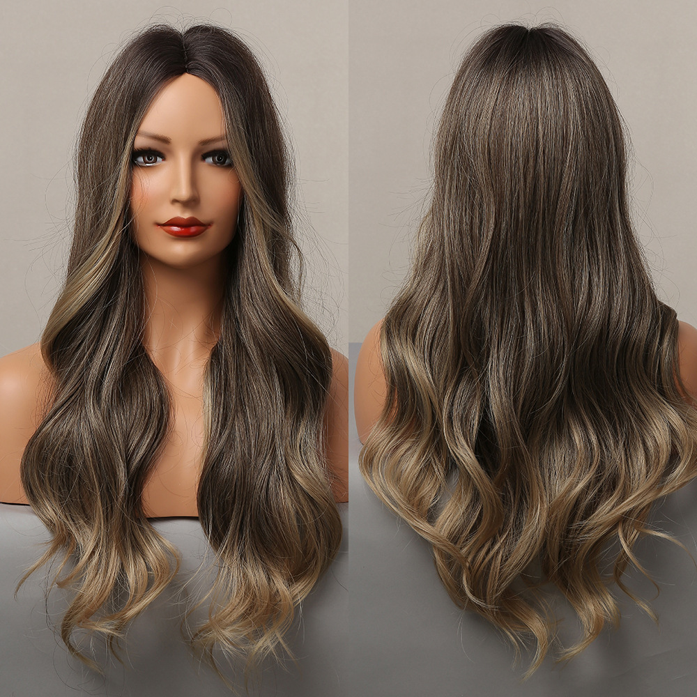 Long wave  Dark Brown Synthetic Wigs for WomenStraight Brown Wigs  Daily use wigs