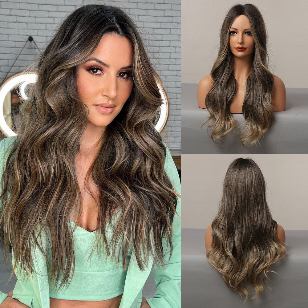 Long wave  Dark Brown Synthetic Wigs for WomenStraight Brown Wigs  Daily use wigs