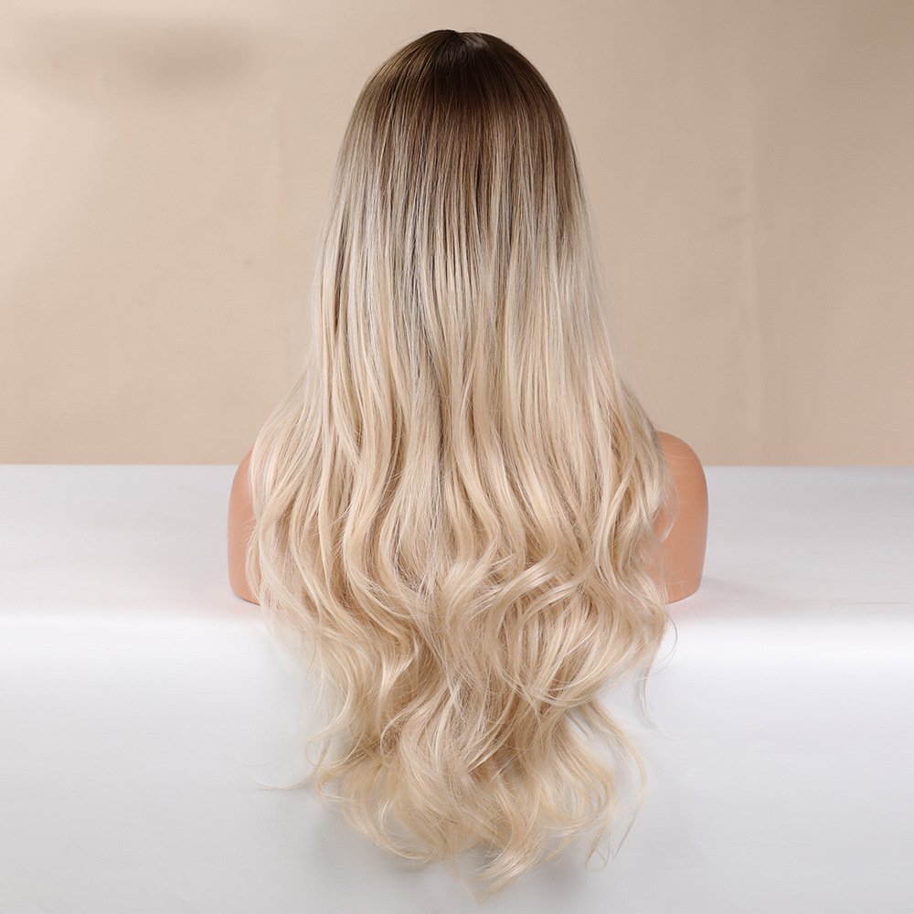 Long Wavy Mixed Brown Blonde for White  Women Daily Party High Density Temperature Fibre wig