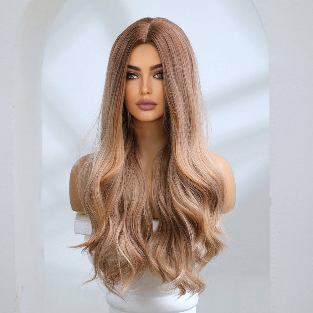 Long wave honey blonde  synthetic Wig  Natural Wigs For Women Daily Synthetic Wig Heat Resistant Fiber Hair wig
