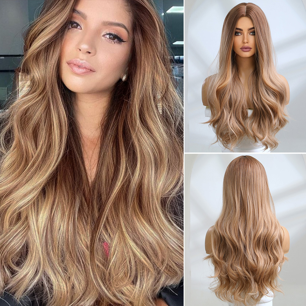 Long wave honey blonde  synthetic Wig  Natural Wigs For Women Daily Synthetic Wig Heat Resistant Fiber Hair wig