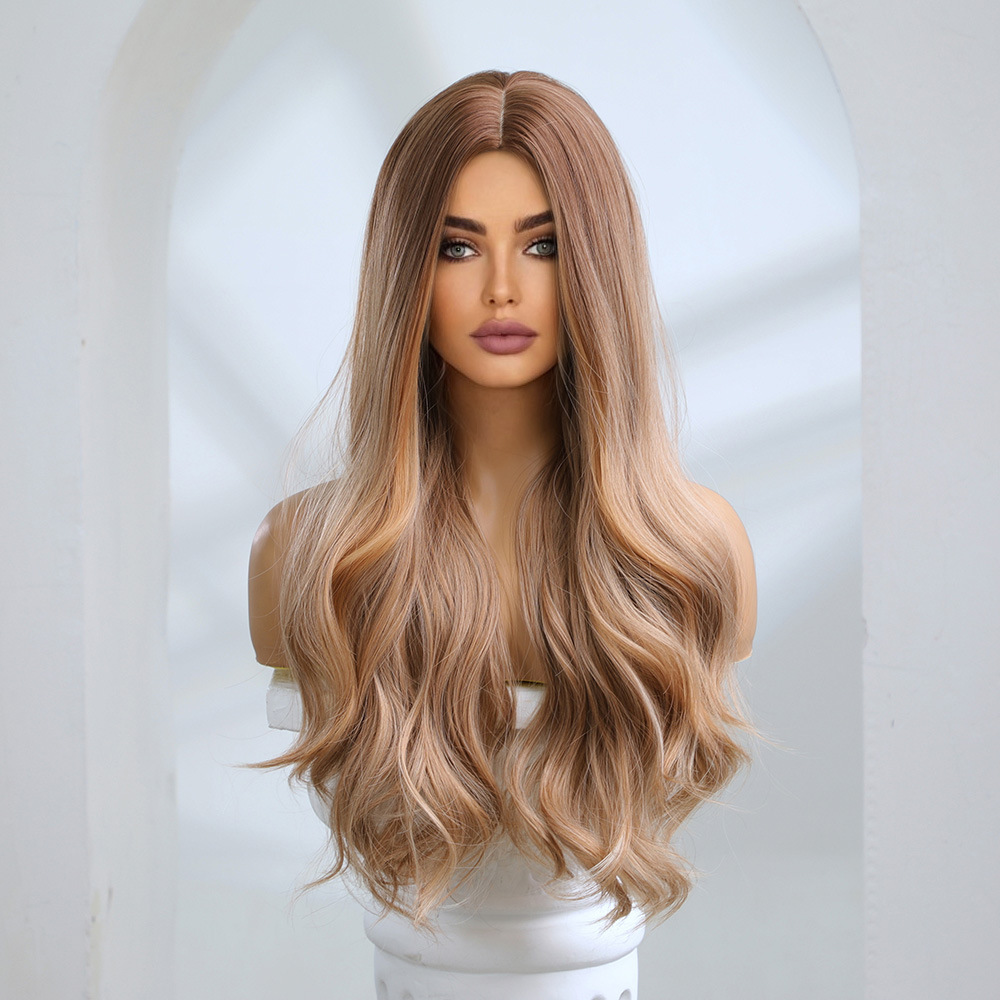 Long wave honey blonde  synthetic Wig  Natural Wigs For Women Daily Synthetic Wig Heat Resistant Fiber Hair wig
