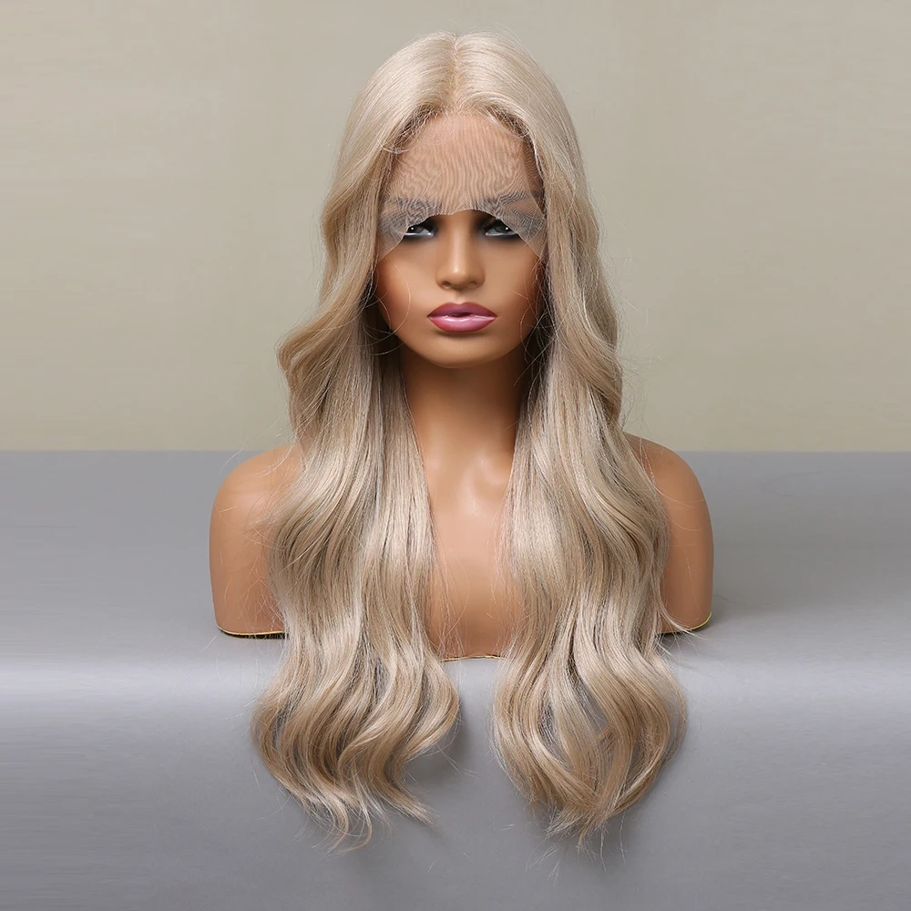 Long Natural Wavy Lace Synthetic Wig Pre Plucked Blonde Daily Lace Frontal Hair Wig for Women Cosplay wig