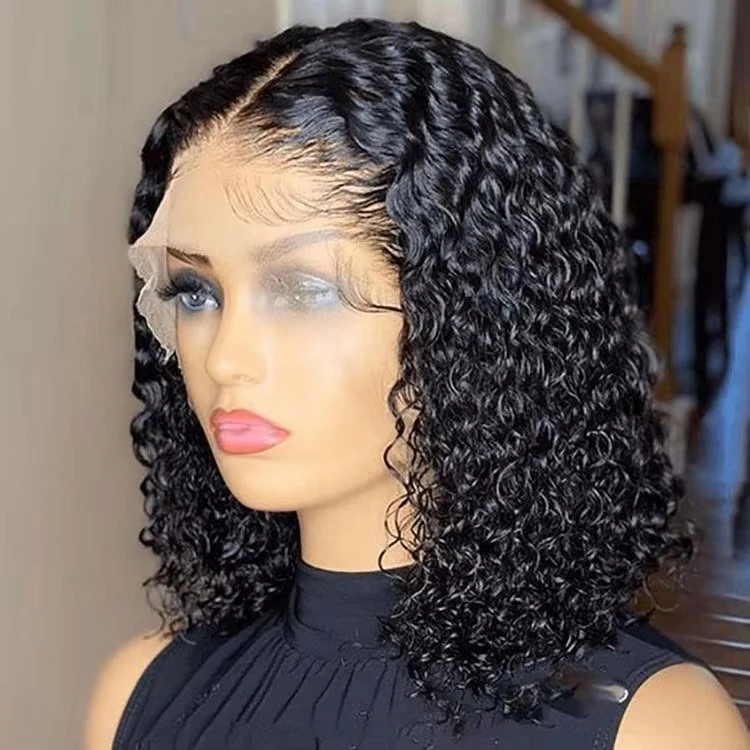 Deep Wave Bob Wig Brazilian Human Hair Lace Front Wigs ,Unprocessed Short Bob Wig Vendors, Virgin Human Hair Wig