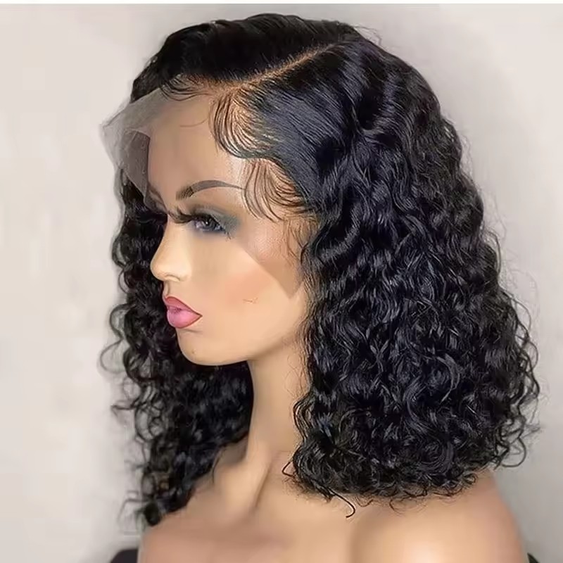 Deep Wave Bob Wig Brazilian Human Hair Lace Front Wigs ,Unprocessed Short Bob Wig Vendors, Virgin Human Hair Wig