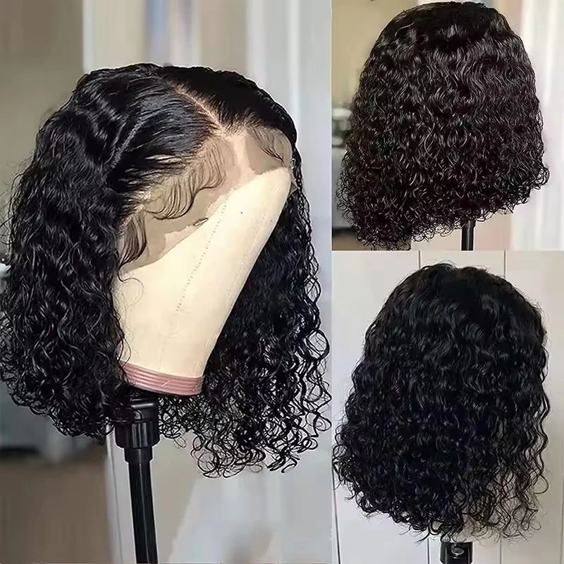 Deep Wave Bob Wig Brazilian Human Hair Lace Front Wigs ,Unprocessed Short Bob Wig Vendors, Virgin Human Hair Wig