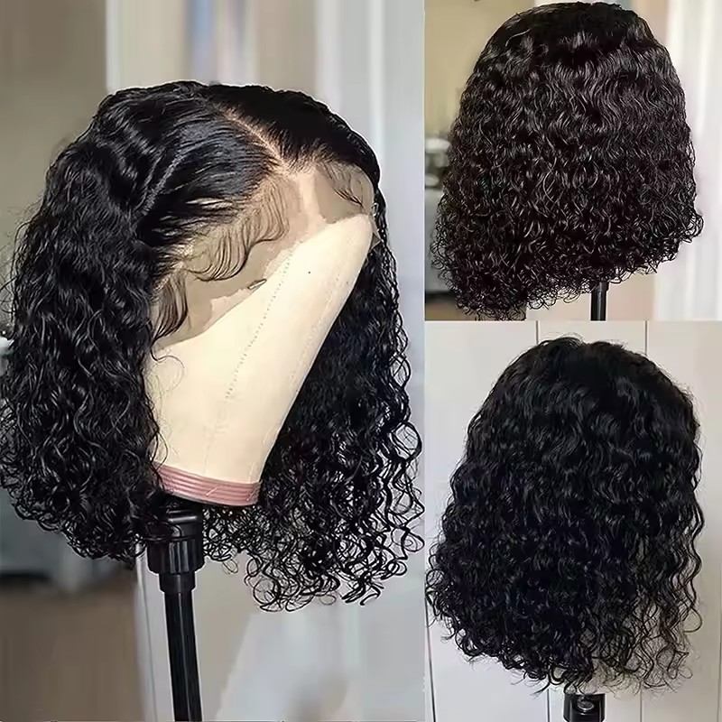 Deep Wave Bob Wig Brazilian Human Hair Lace Front Wigs ,Unprocessed Short Bob Wig Vendors, Virgin Human Hair Wig