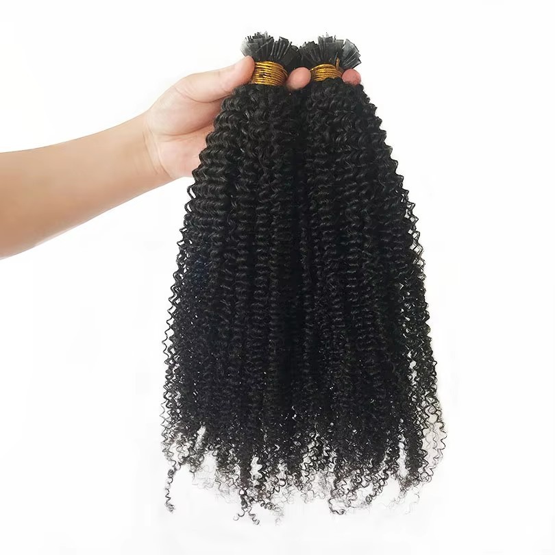 Natural Kinky curly  I Tip Hair Extensions virgin remy Human Hair Extensions Brazilian Hair Pre Bonded Keratin Stick In Hair Extensions