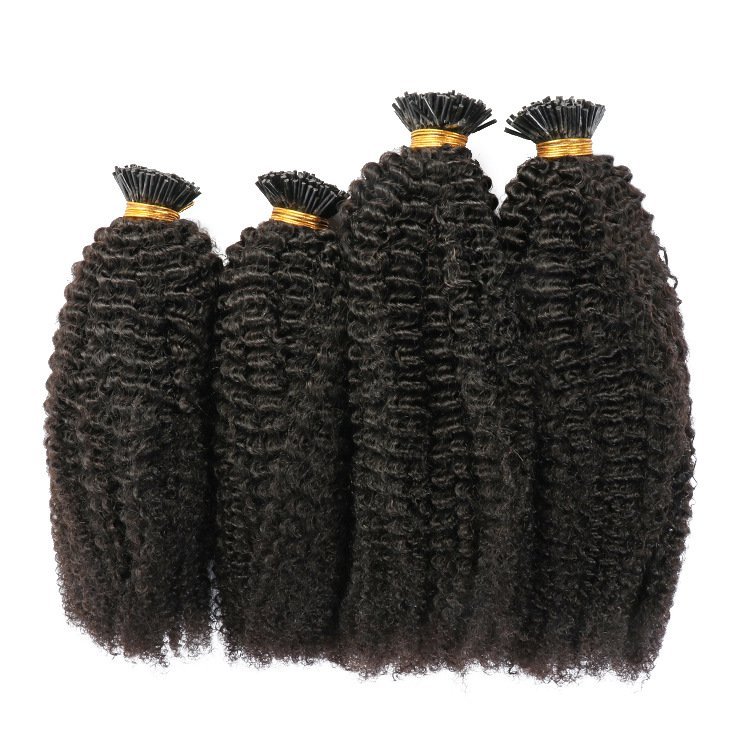 Natural Kinky curly  I Tip Hair Extensions virgin remy Human Hair Extensions Brazilian Hair Pre Bonded Keratin Stick In Hair Extensions