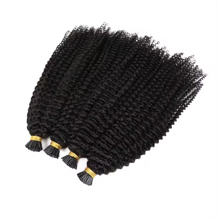 Natural Kinky curly  I Tip Hair Extensions virgin remy Human Hair Extensions Brazilian Hair Pre Bonded Keratin Stick In Hair Extensions