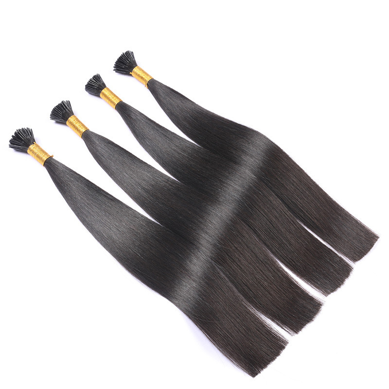 Natural Black  Straight Hair I Tip Remy Human Hair Extensions #1B Pre Bonded Keratin Stick  100% Human Hair Extensions