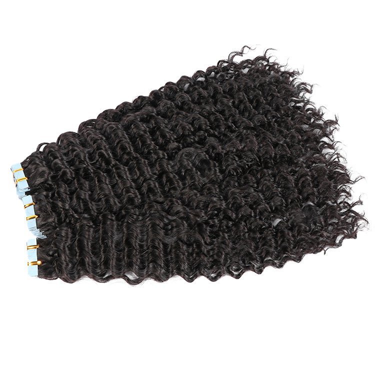 Natural Curly Tape in Extensions Human Hair Remy Kinky Curly Tape in Extensions 10-30 inch Curly 40 PCS/Pack