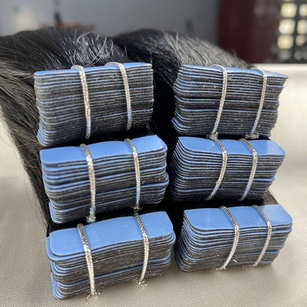 Natural Black  Straight Tape In Hair Extensions  Remy Hair Extensions Tape In 100g Per Pack Seamless tape hair extensions 16-26Inch