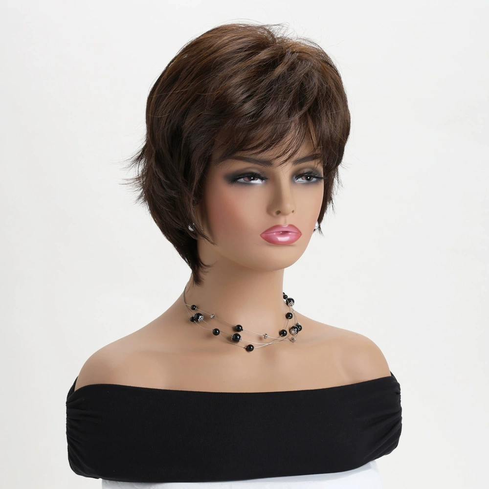 Short Pixie Cut Hair Wigs With Bangs Party Daily Use Wig Natural Hair Heat Resistant wigs