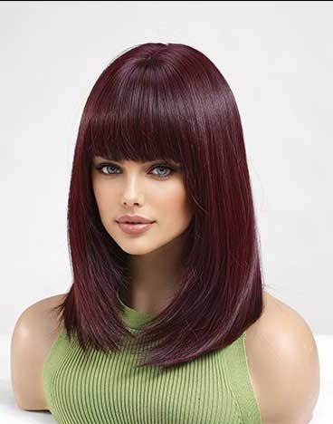 synthetic Short Bob Wigs for Women Brown Wig with Bangs Daily Party Hair Heat Resistant Natural wigs