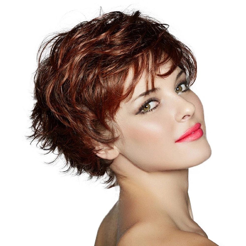 Short Pixie Cut Dark Brown Straight Wig With Bangs Synthetic Wigs for Women Daily Wear wigs
