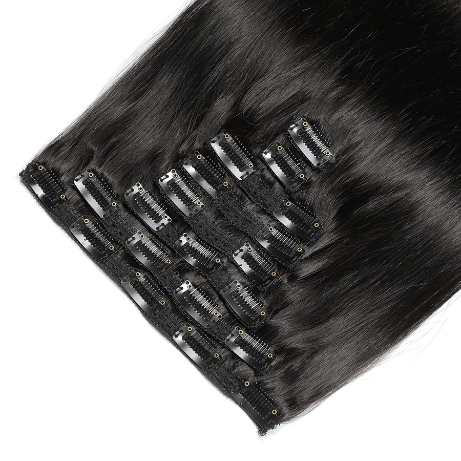 Straight Clip In Hair Extension Human Hair Brazilian Raw Human Hair Clips 120g/Set Seamless Clip In Human Hair Extensions
