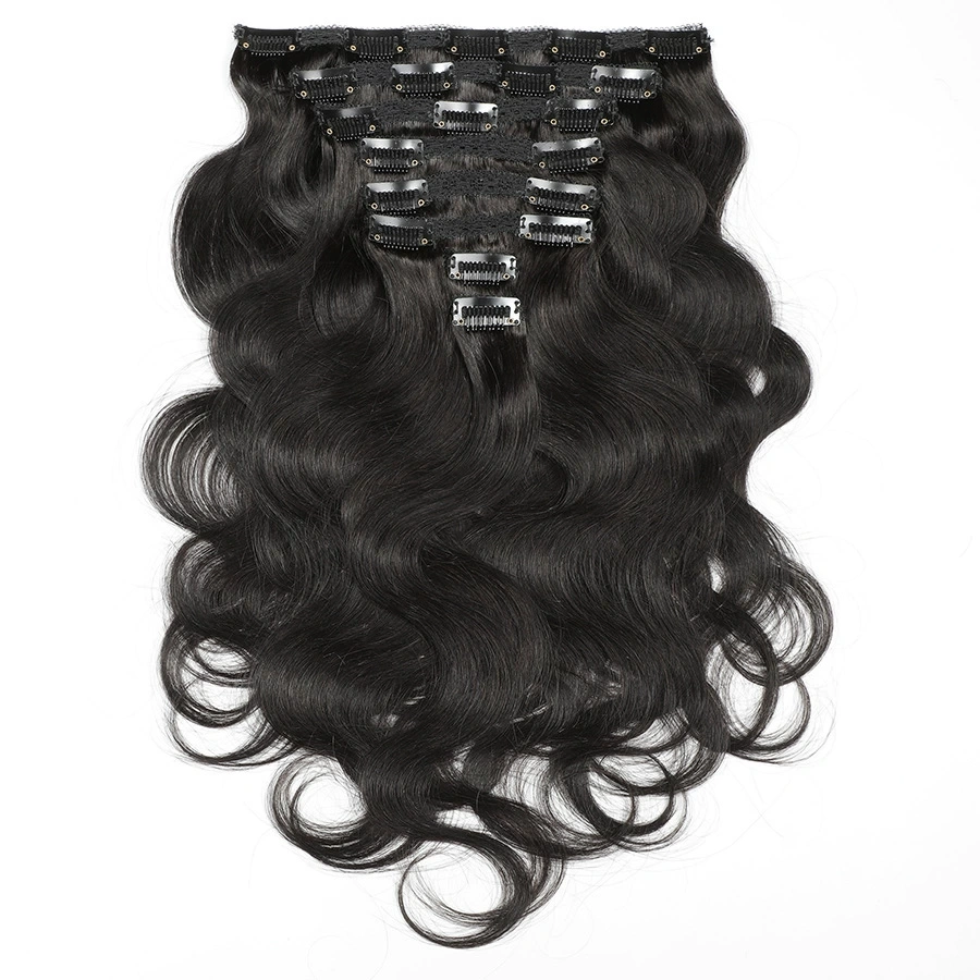Natural Black Clip In Hair Extensions  Brazilian Body Wave Clip In 8 Pcs/Set Clip Ins Remy Hair 8-26 Inch 120G