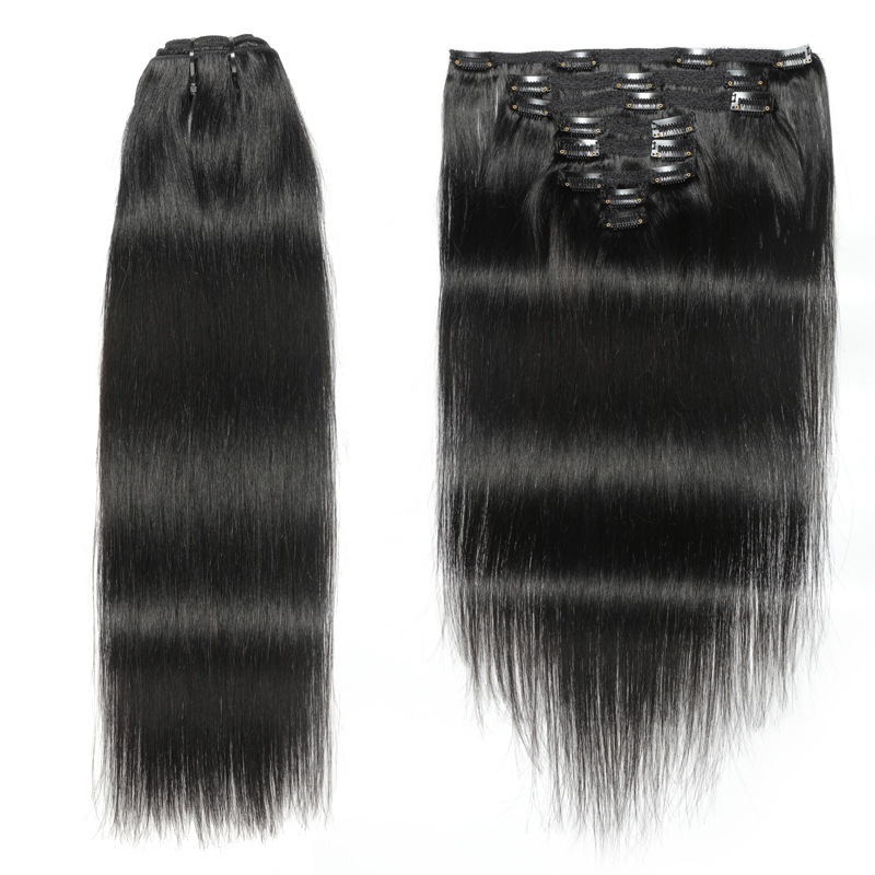 Straight Clip In Hair Extension Human Hair Brazilian Raw Human Hair Clips 120g/Set Seamless Clip In Human Hair Extensions