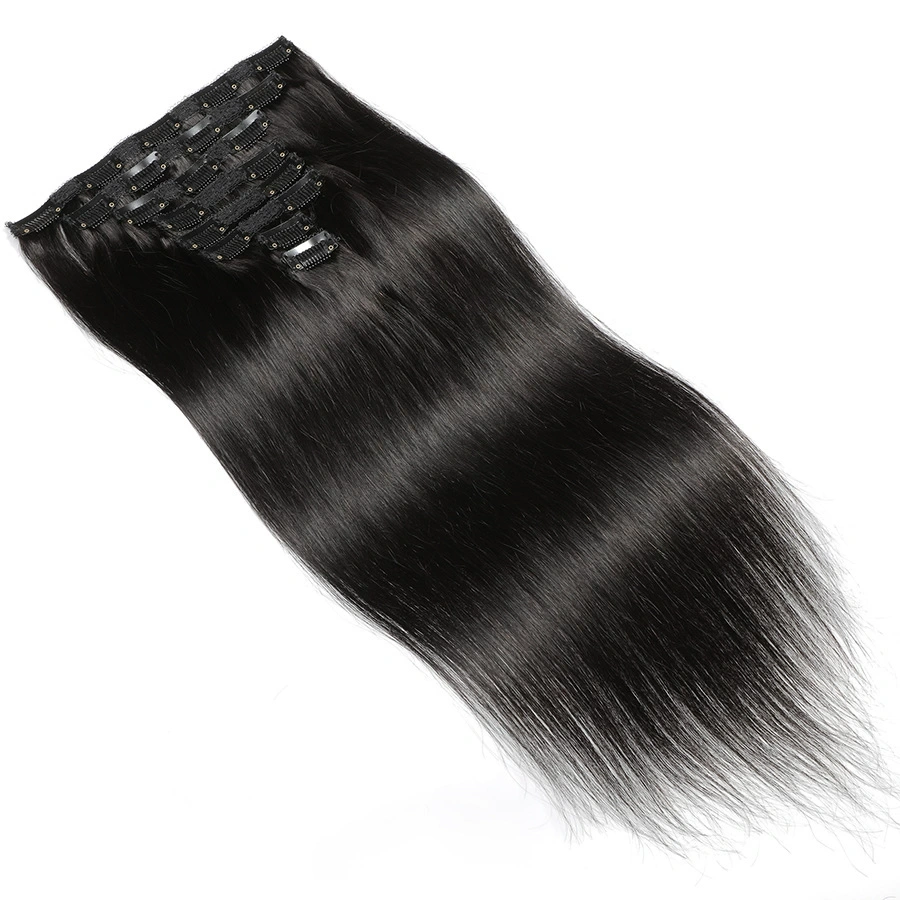 Straight Clip In Hair Extension Human Hair Brazilian Raw Human Hair Clips 120g/Set Seamless Clip In Human Hair Extensions
