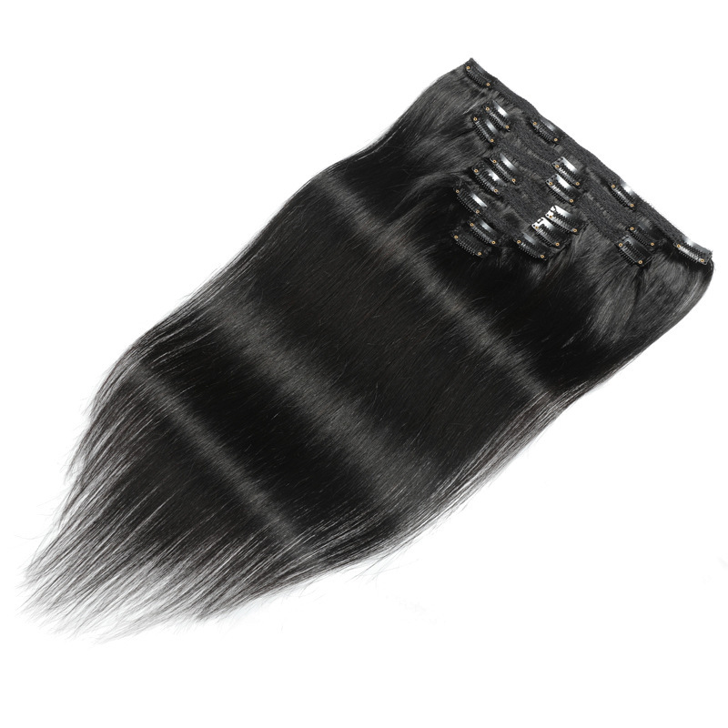 Straight Clip In Hair Extension Human Hair Brazilian Raw Human Hair Clips 120g/Set Seamless Clip In Human Hair Extensions