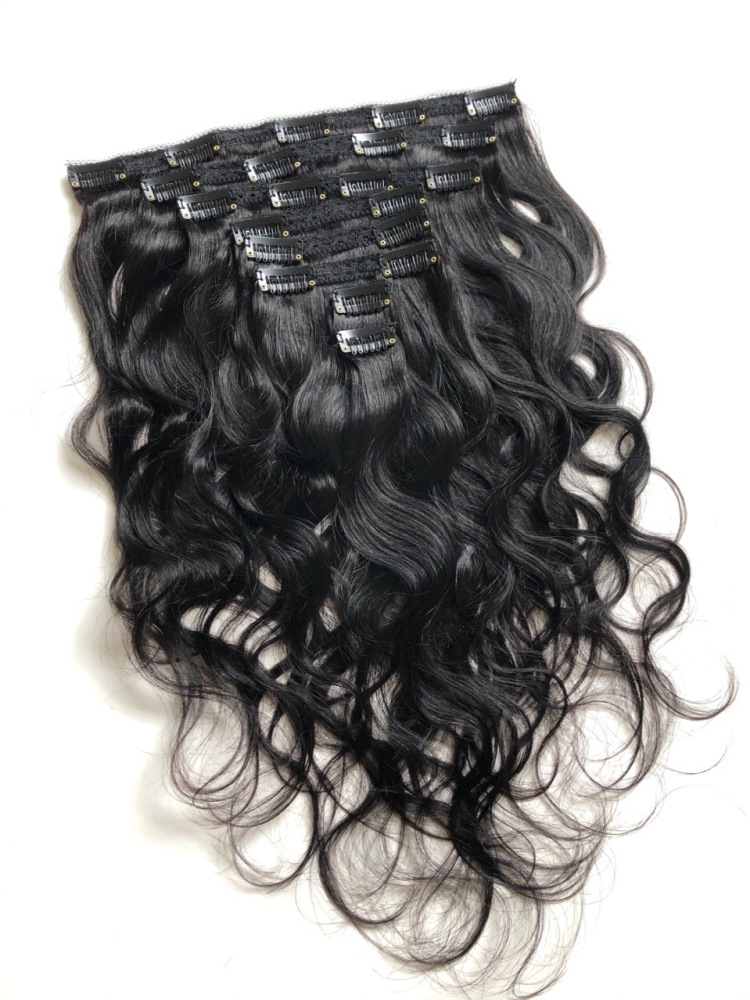 Natural Black Clip In Hair Extensions  Brazilian Body Wave Clip In 8 Pcs/Set Clip Ins Remy Hair 8-26 Inch 120G