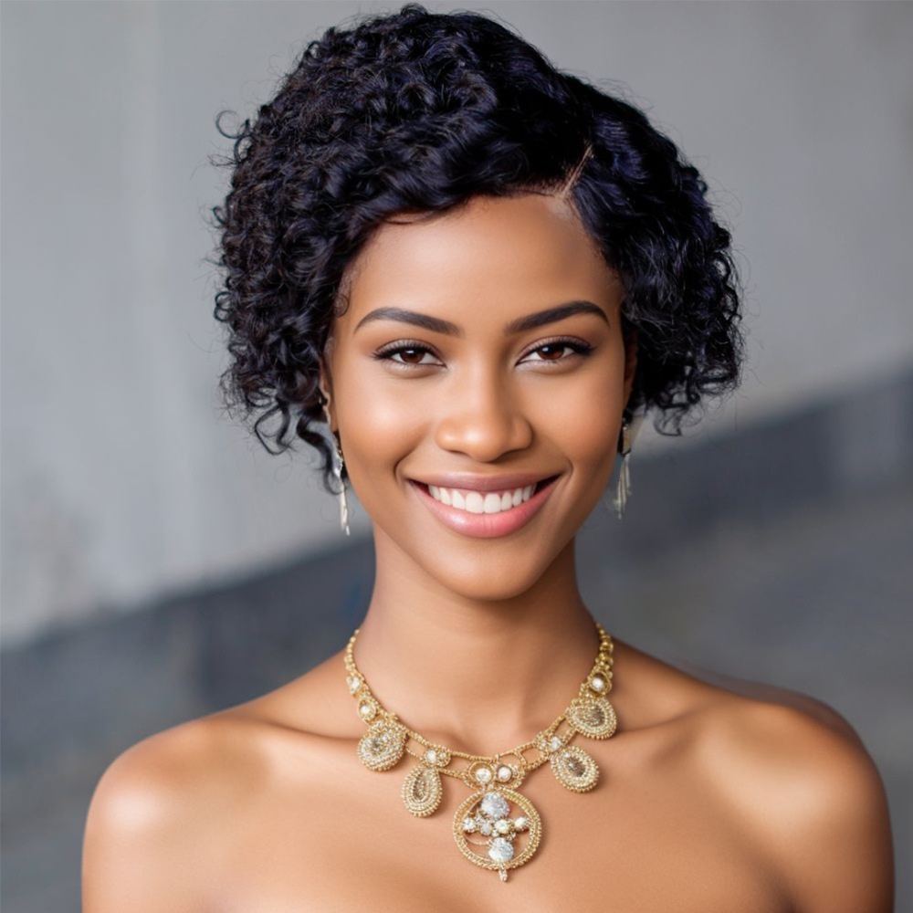 Water Wave Wig 13x4x1 T Part Lace Front Wigs Short Curly Pixie Cut Human Hair Wigs Transparent Lace For Women