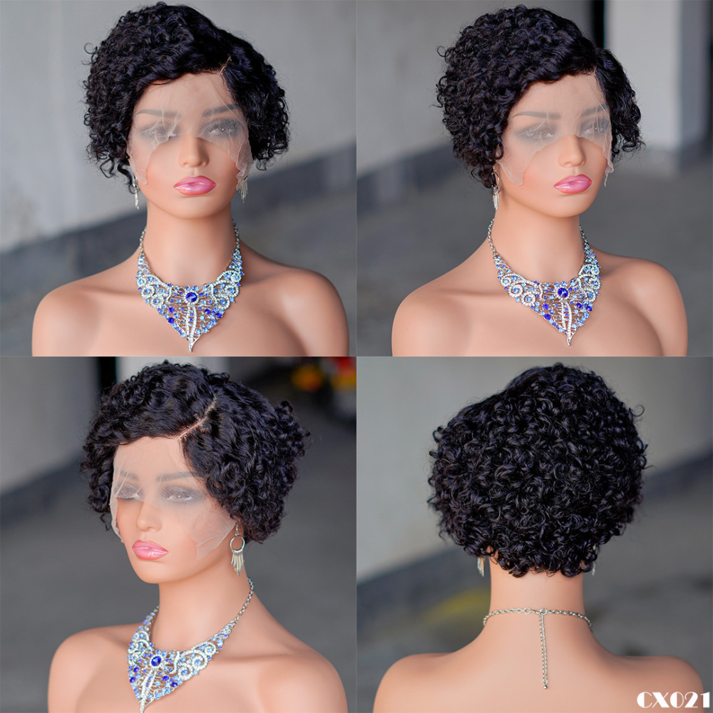 Water Wave Wig 13x4x1 T Part Lace Front Wigs Short Curly Pixie Cut Human Hair Wigs Transparent Lace For Women