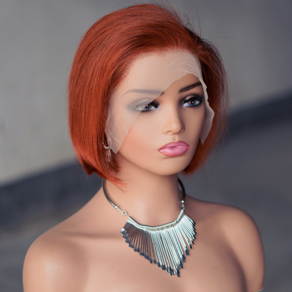 13x4 Pixie Cut Brazilian Human Hair Wigs 100% Short Bob Straight Lace Frontal T Part Wigs for Black Women