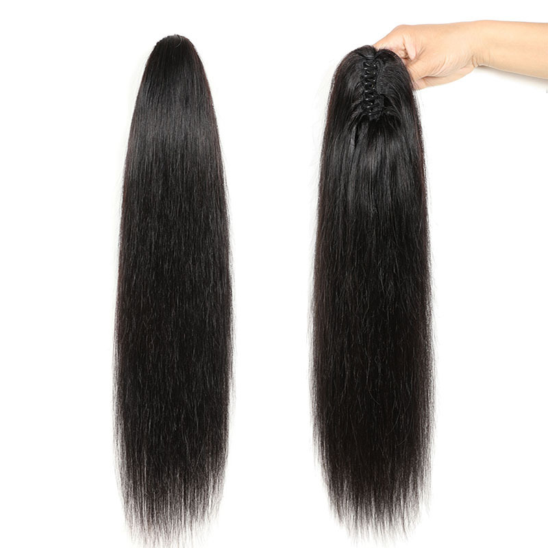 Straight Claw Ponytail Human Hair Clip In Extension Natural Human Hair Ponytail Remy Hair For Black Women