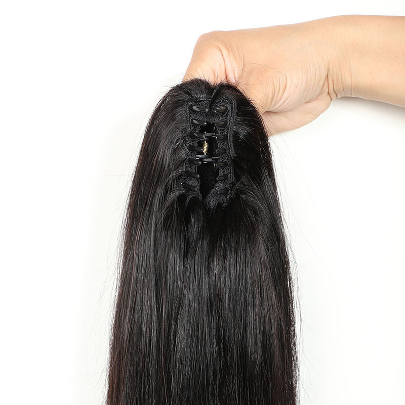 Straight Claw Ponytail Human Hair Clip In Extension Natural Human Hair Ponytail Remy Hair For Black Women