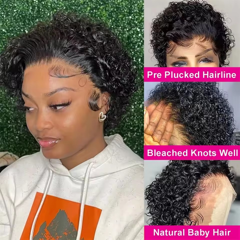Pixie Cut Wig Frontal Lace Wig 13X4 Human Hair Transparent Lace Wigs For Women Natural 100% Human Hair Wig