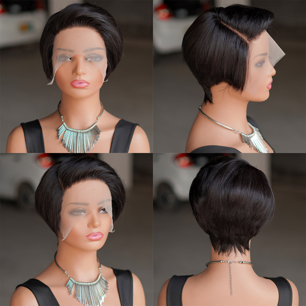 Natural Short Bob Human Hair Wig T Part Lace Wig  Brazilian Remy Human Hair Wigs
