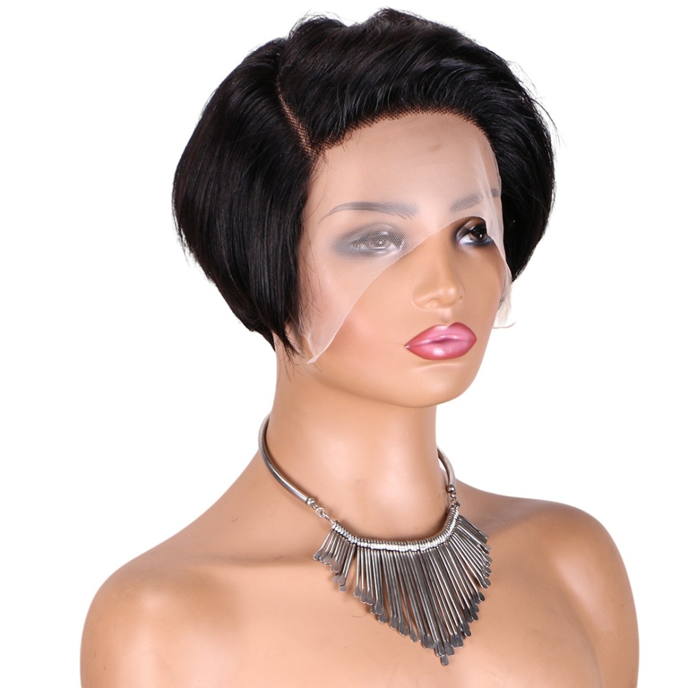 Natural Short Bob Human Hair Wig T Part Lace Wig  Brazilian Remy Human Hair Wigs