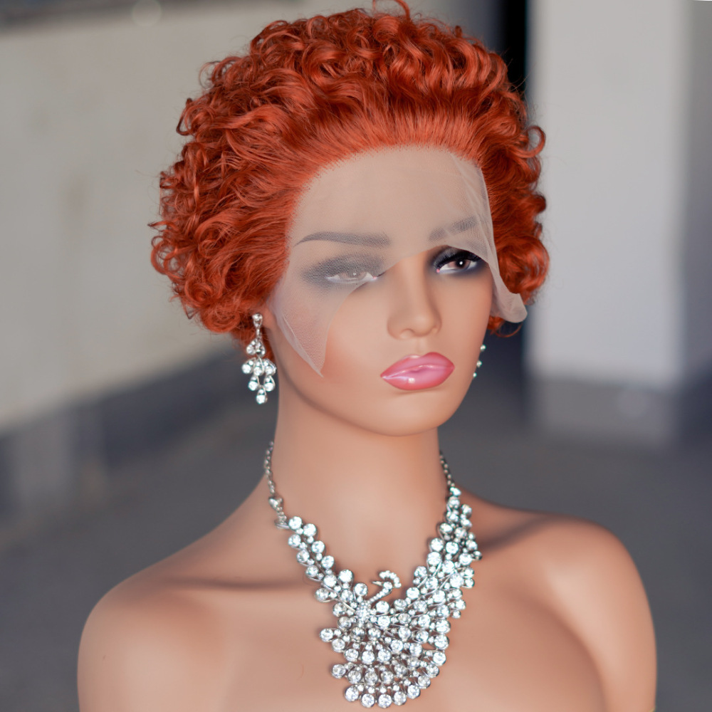 Natural Pixie Cut Wig Short Bob Curly Human Hair Wigs 13X1 Transparent Lace Wig For Women