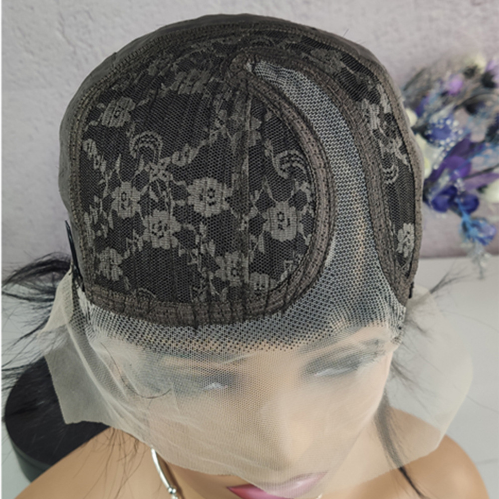 Natural Short Deep Wave Lace Front Wig Human Hair with Model length Natural Color Brazilian Remy Human Hair Wigs