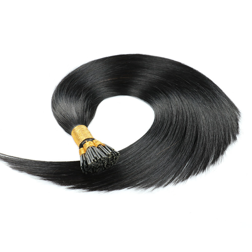 flat Tip Remy Human Hair Extensions #1B Pre Bonded Keratin Stick  100% Human Hair Extensions