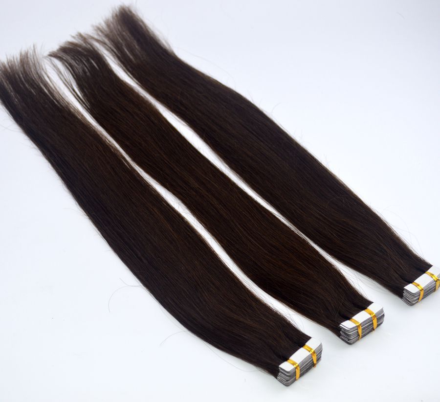 Natural Black  Straight Tape In Hair Extensions  Remy Hair Extensions Tape In 100g Per Pack Seamless tape hair extensions 16-26Inch