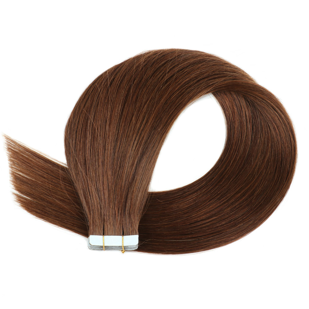 10A Brown #4 Straight Tape In Hair Extensions  Remy Hair Extensions Tape In 100g Per Pack Seamless tape hair extensions 16-26Inch