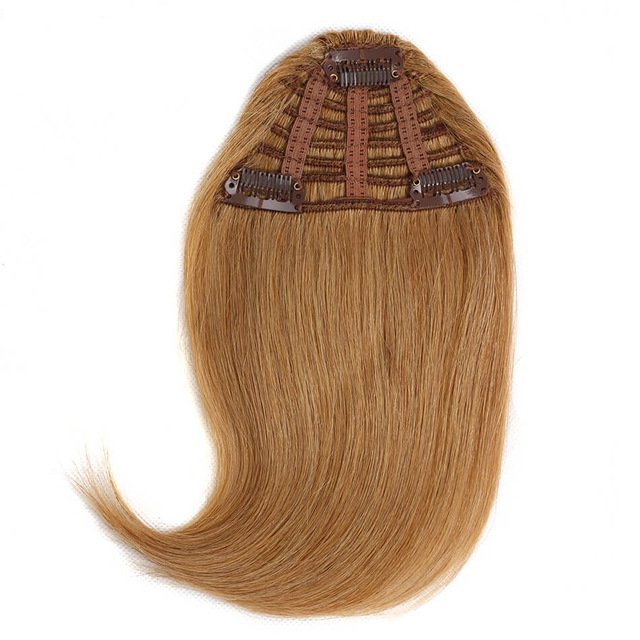 Human Hair Bangs Clip-In Hair Extension for Women 8inch 20g Front 3 clips in Straight Remy Natural Human Hair Fringe