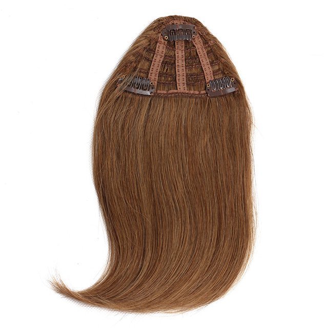 Human Hair Bangs Clip-In Hair Extension for Women 8inch 20g Front 3 clips in Straight Remy Natural Human Hair Fringe