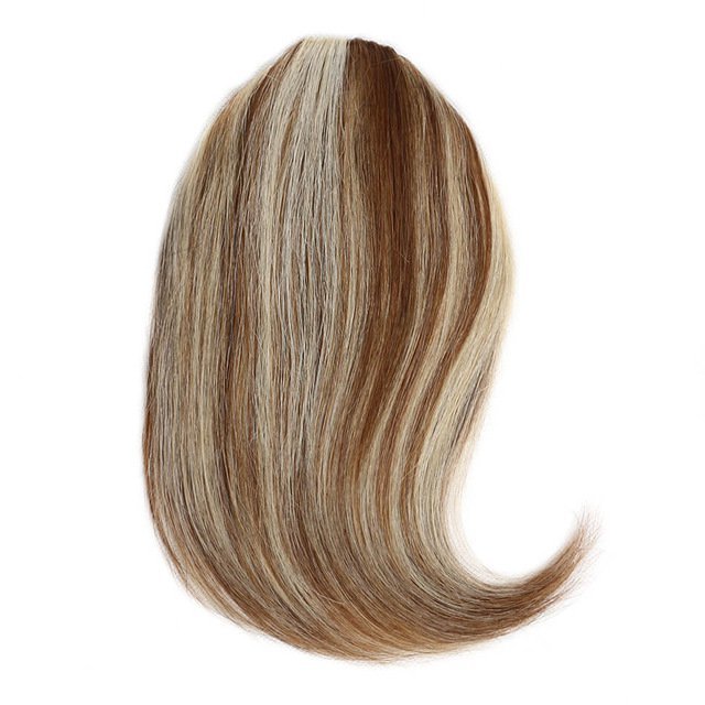 Human Hair Bangs Clip-In Hair Extension for Women 8inch 20g Front 3 clips in Straight Remy Natural Human Hair Fringe