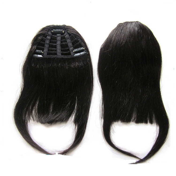 Clip In Bangs Remy Human Hair front Neat Fringe Hand Tied Straight Bangs Clip On Hairpiece